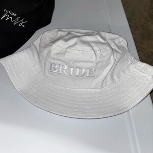 White Embroidered Bride Bucket Hat